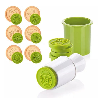 Non-Stick Cookie Stamp & Cutter (6 Patterns Set)